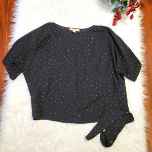 Michael Kors Womens Black White Dots Blouse